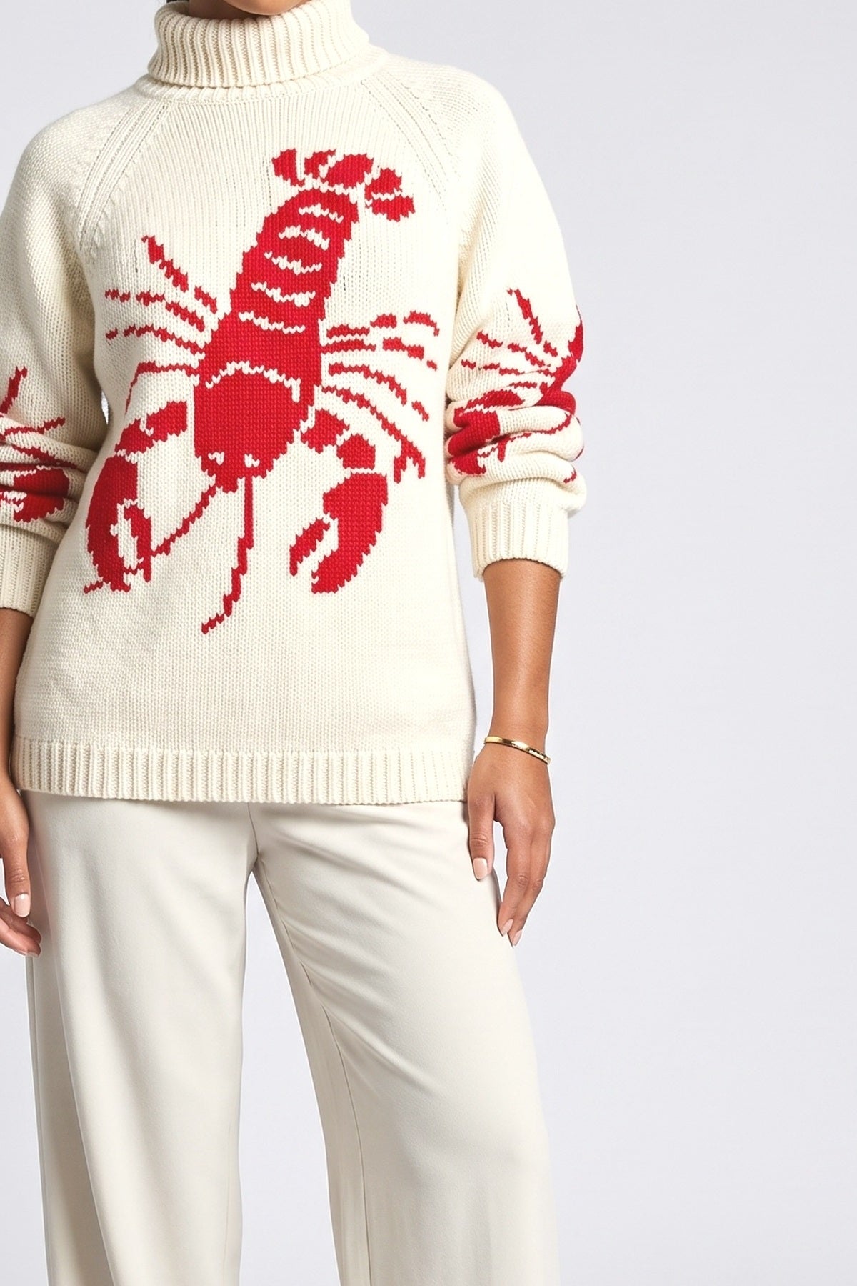 Fun Lobster Cardigan Sweater Jacket, fabric detail
