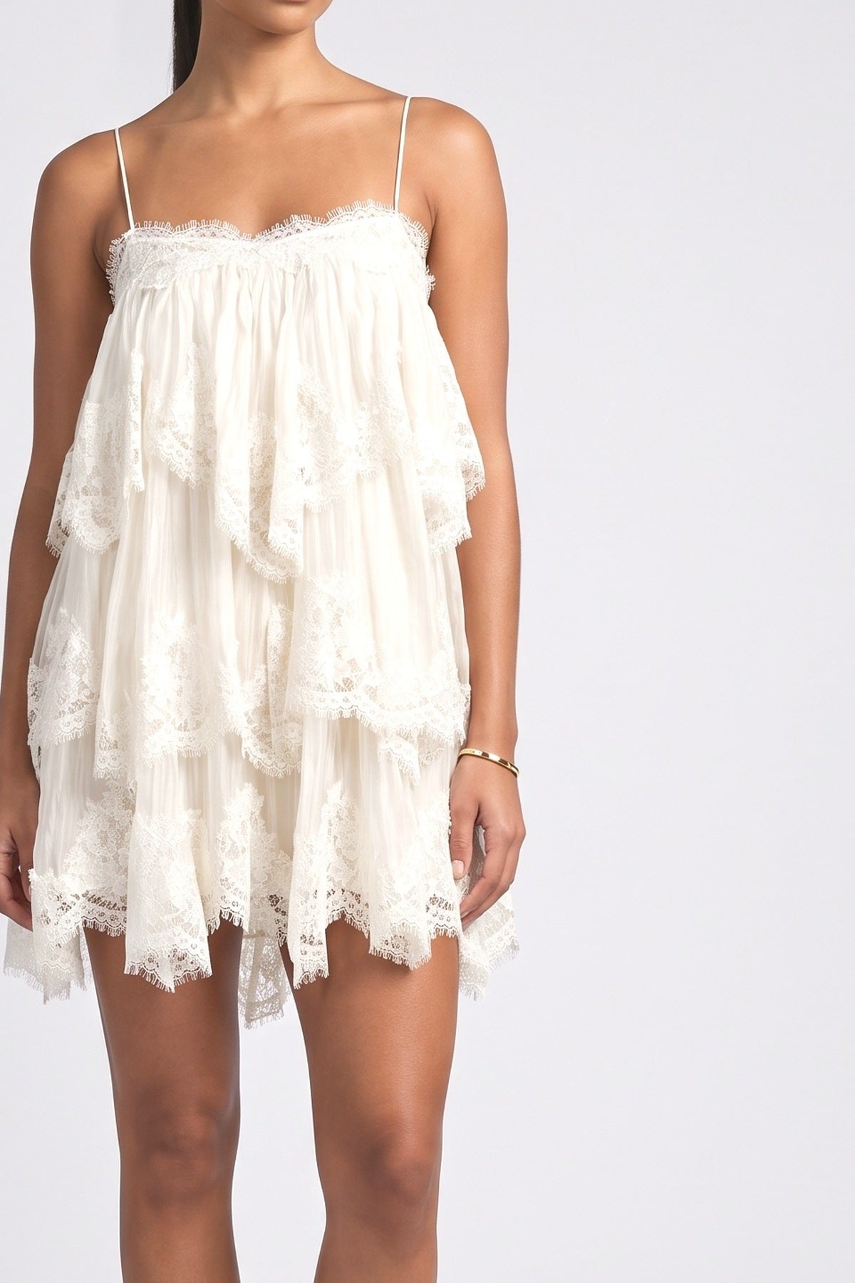 Lace Strappy Mini Dress, fabric detail