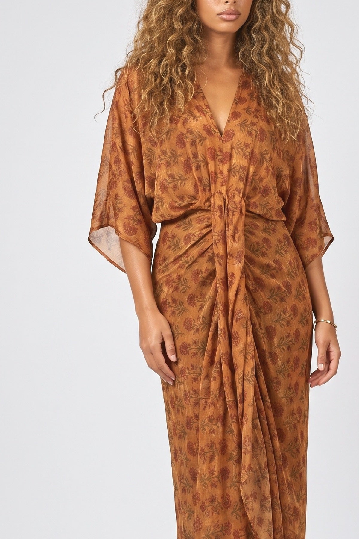 Illusion Printed Dress-7, fabric detail