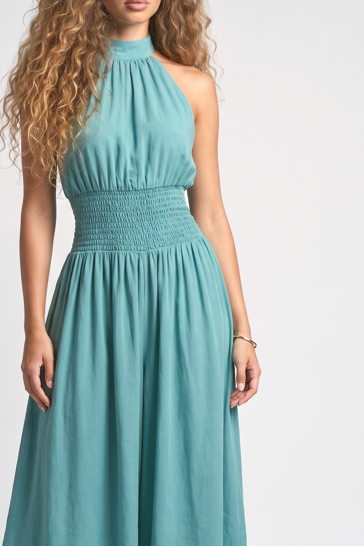 Blue Off-Shoulder Dress, fabric detail