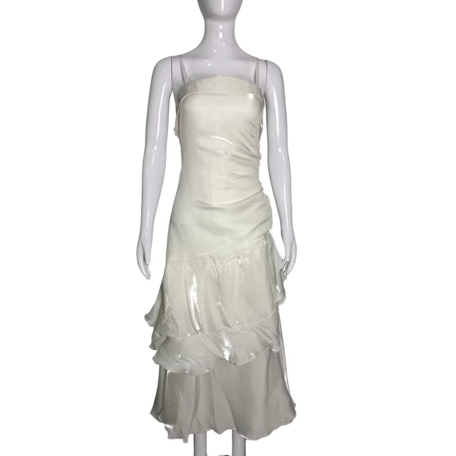 Ivory Spaghetti Strap Long Prom Dress