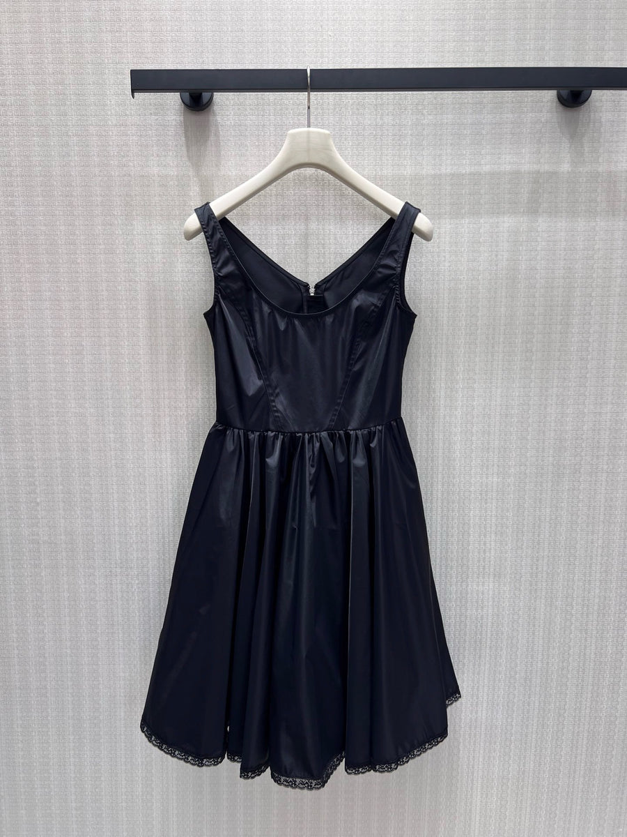 Formal Black Satin Spaghetti Strap Wedding Guest Dress