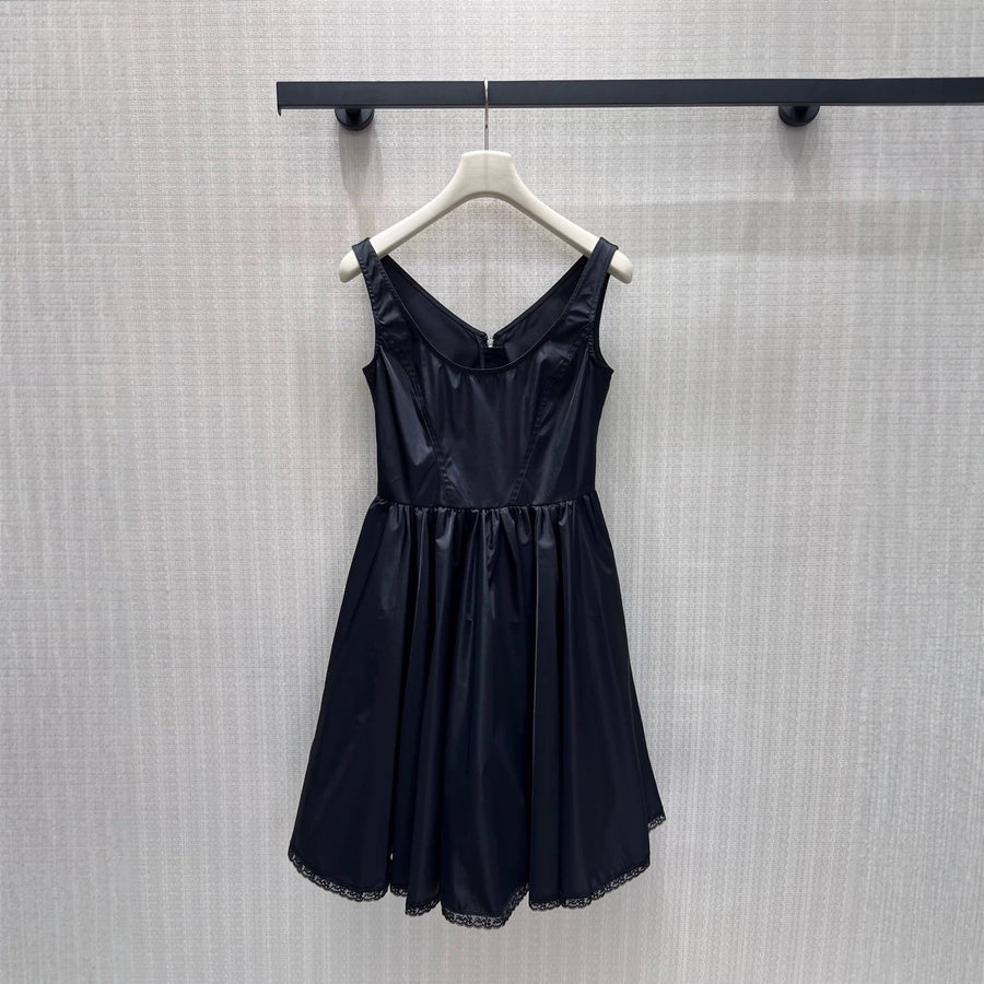 Formal Black Satin Spaghetti Strap Wedding Guest Dress
