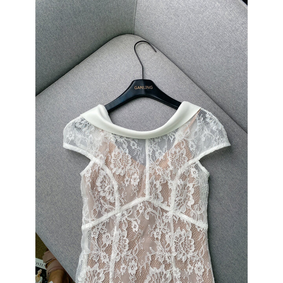 White Lace Graduation Dress