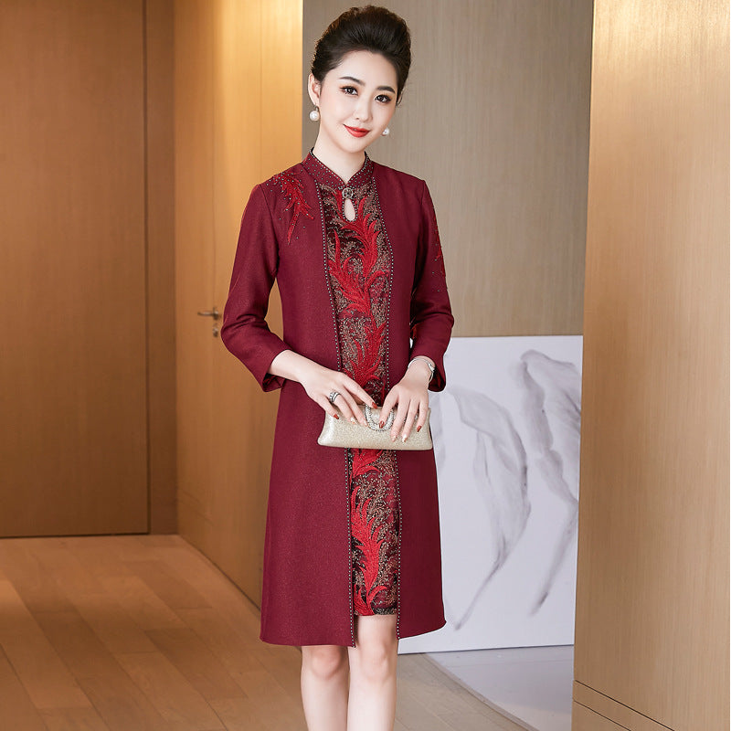 Burgundy Two Piece Bodycon Plus Size Formal Dress