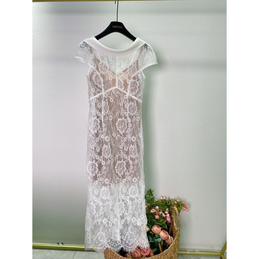 White Lace Graduation Dress