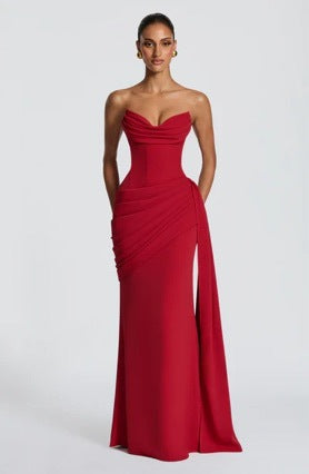White Strapless Mermaid Long Prom Dress