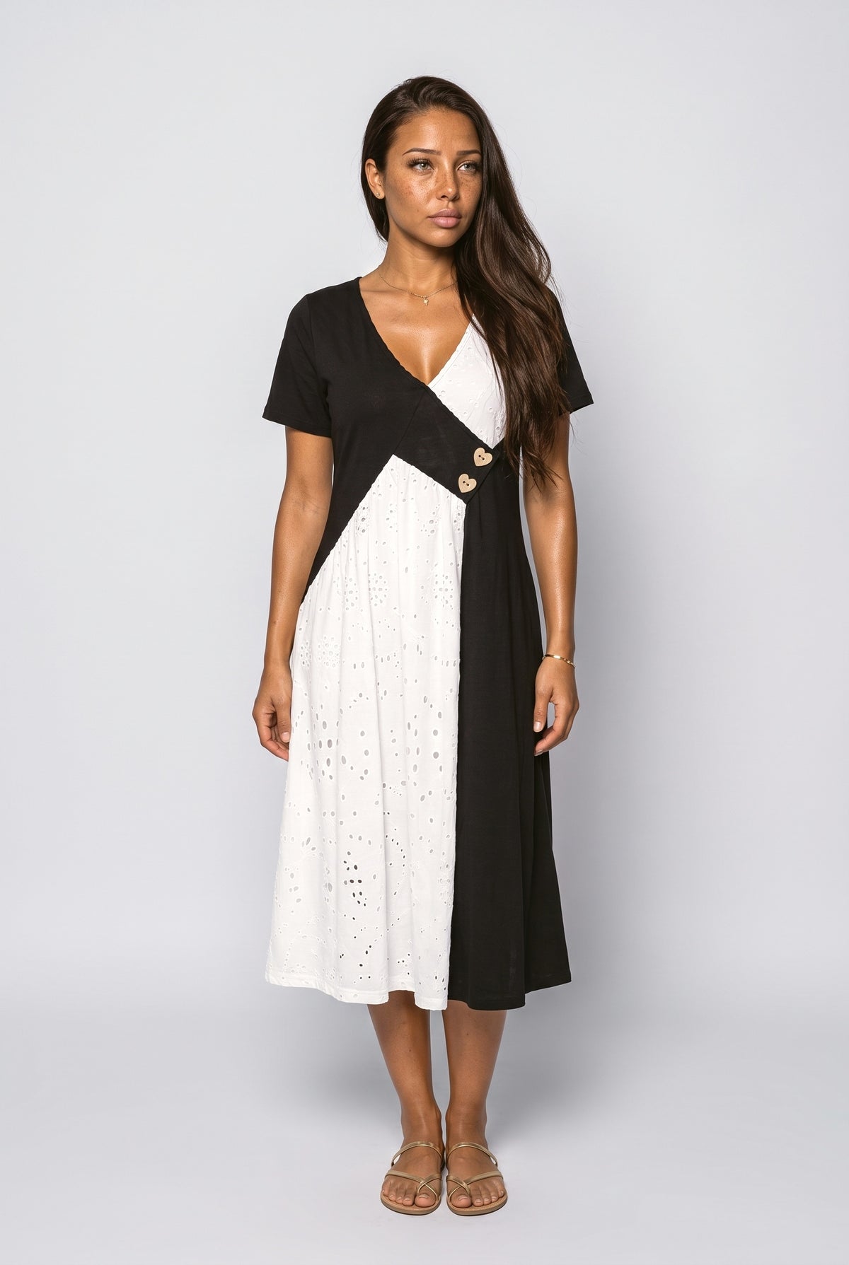 V-Neck Midi Dress