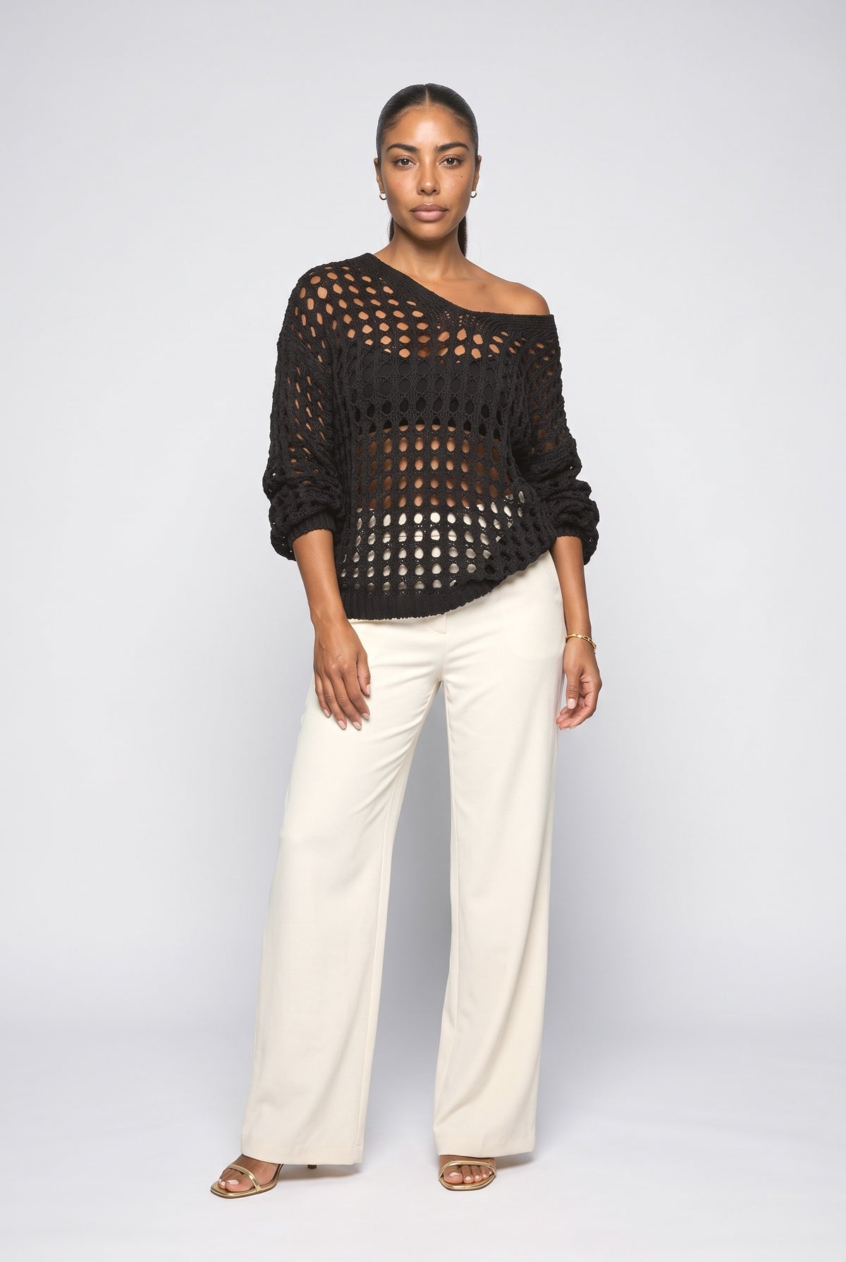 Knit Off-Shoulder Oversized Sweater