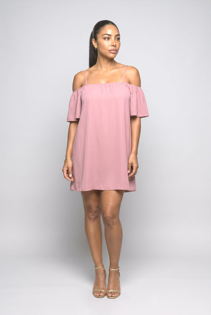Off-Shoulder Flutter Sleeve Mini Dress
