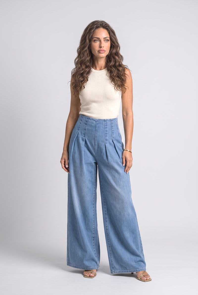 Blue Wide Leg Jeans