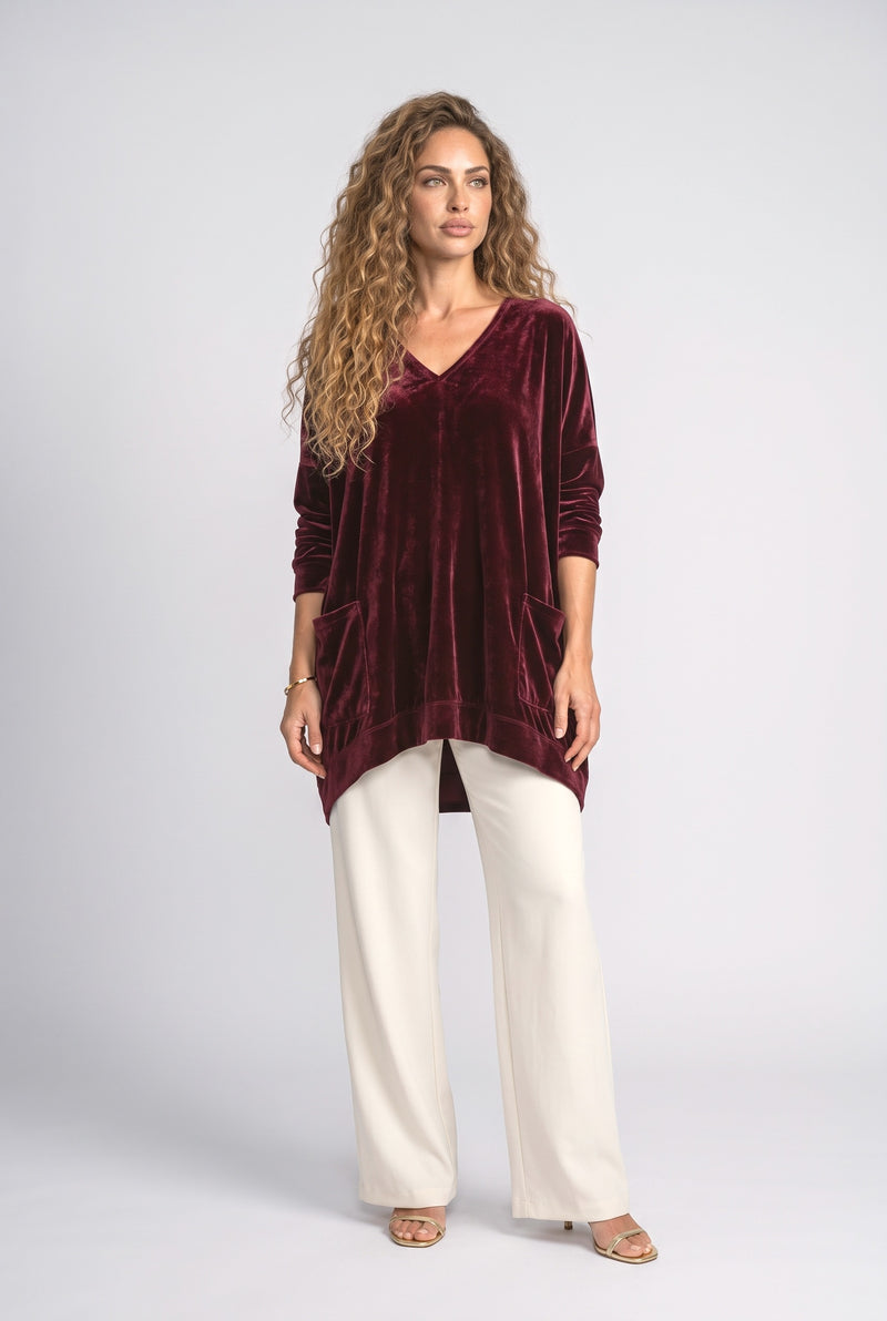 Velvet V-Neck Oversized Pullover Sweater