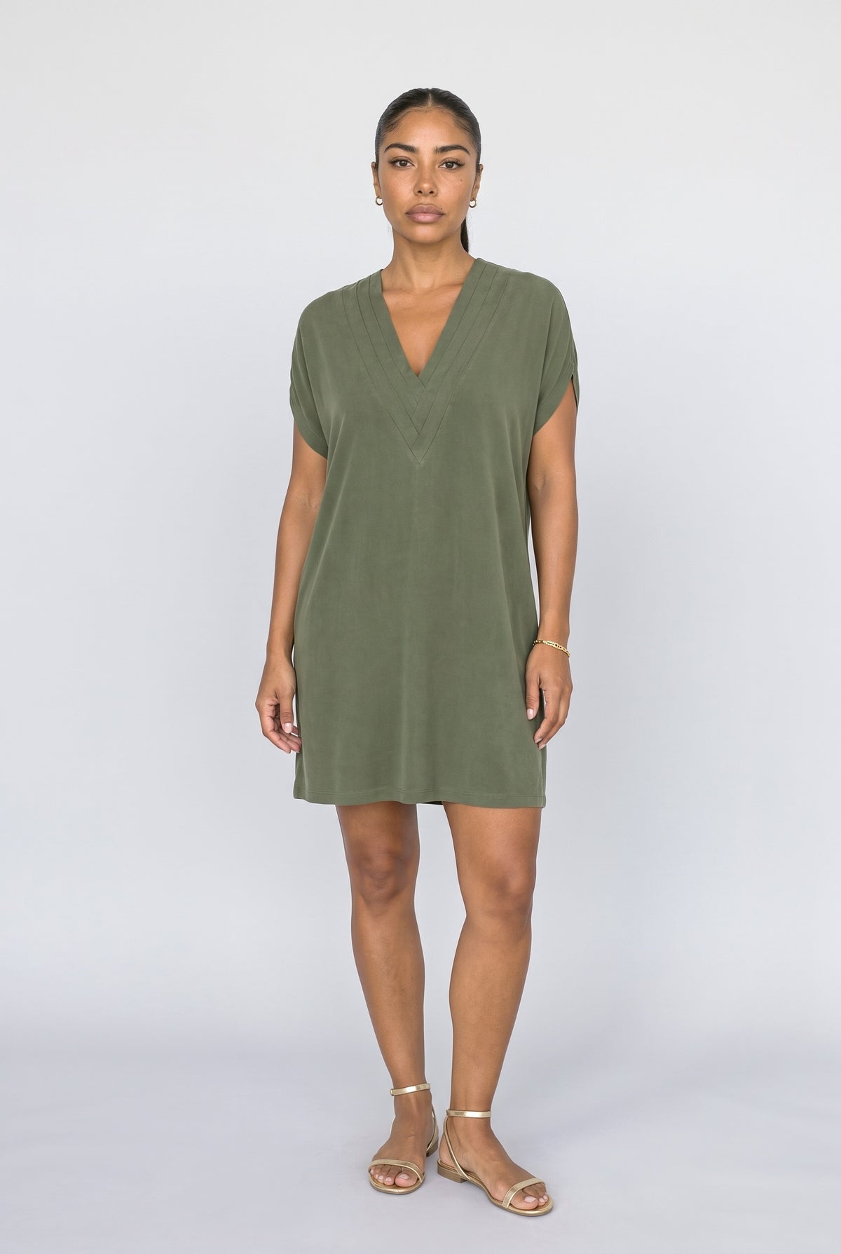 V-Neck Pleated Summer Dress