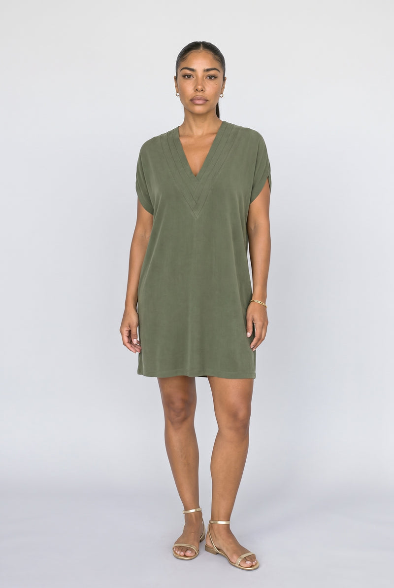 V-Neck Pleated Summer Dress