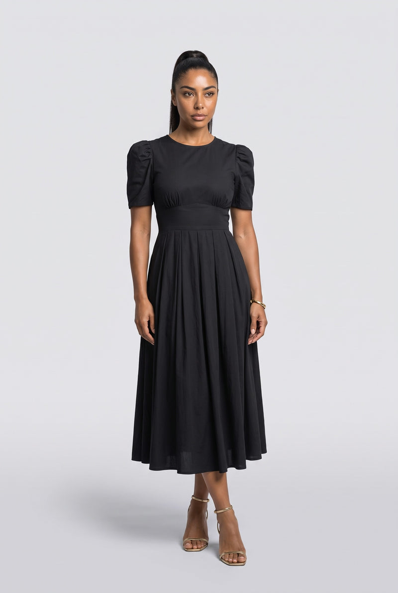 Puff Sleeve Midi Dress