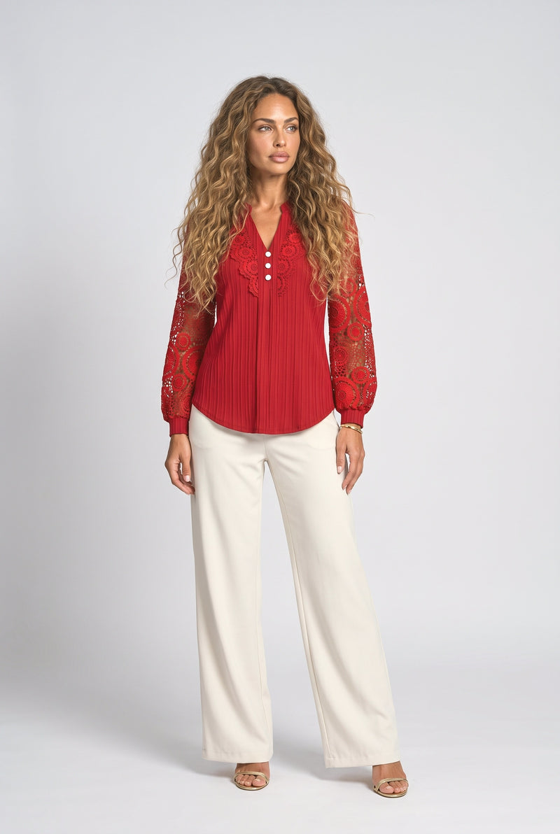Burgundy Lace Blouse