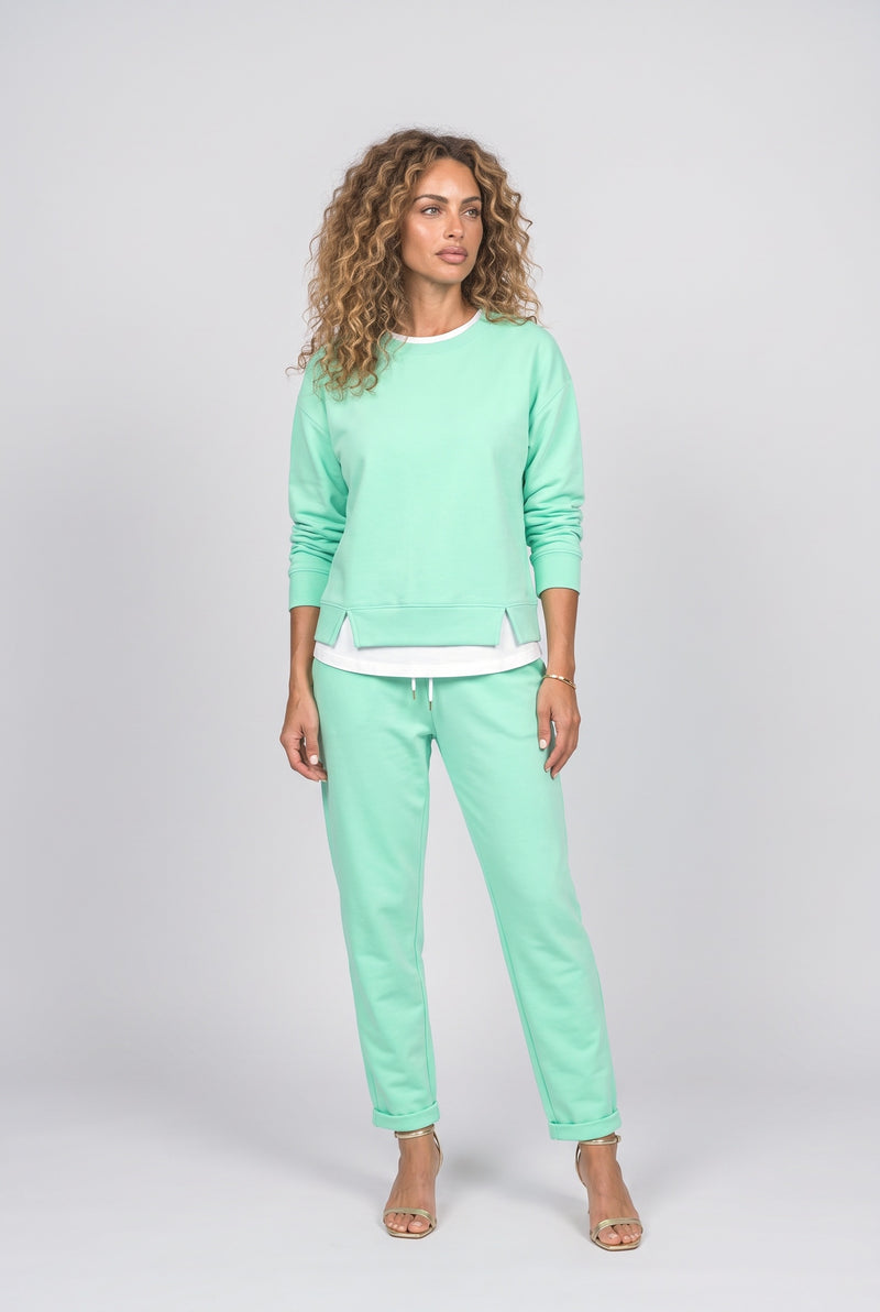 Green Slit Two Piece Outfit