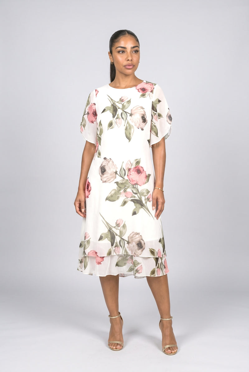 Chiffon Floral Midi Dress