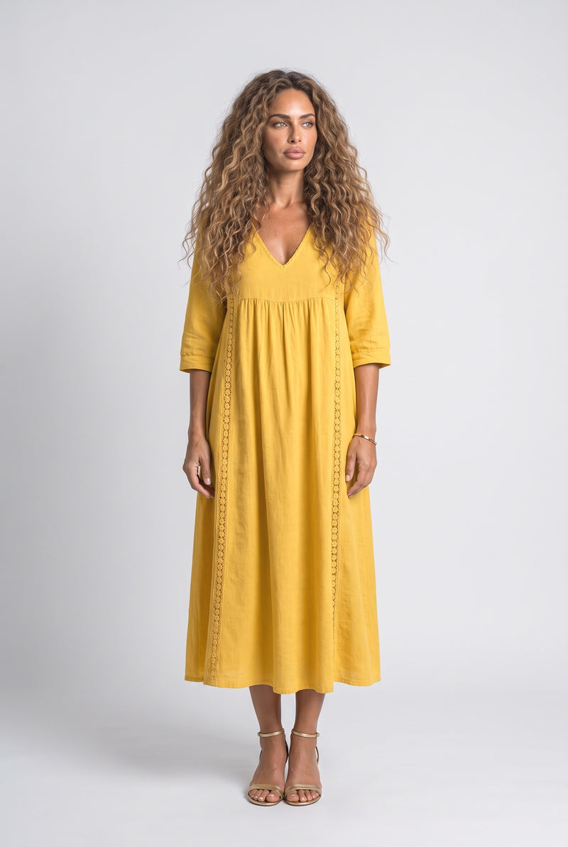 Sunny Yellow Midi Dress