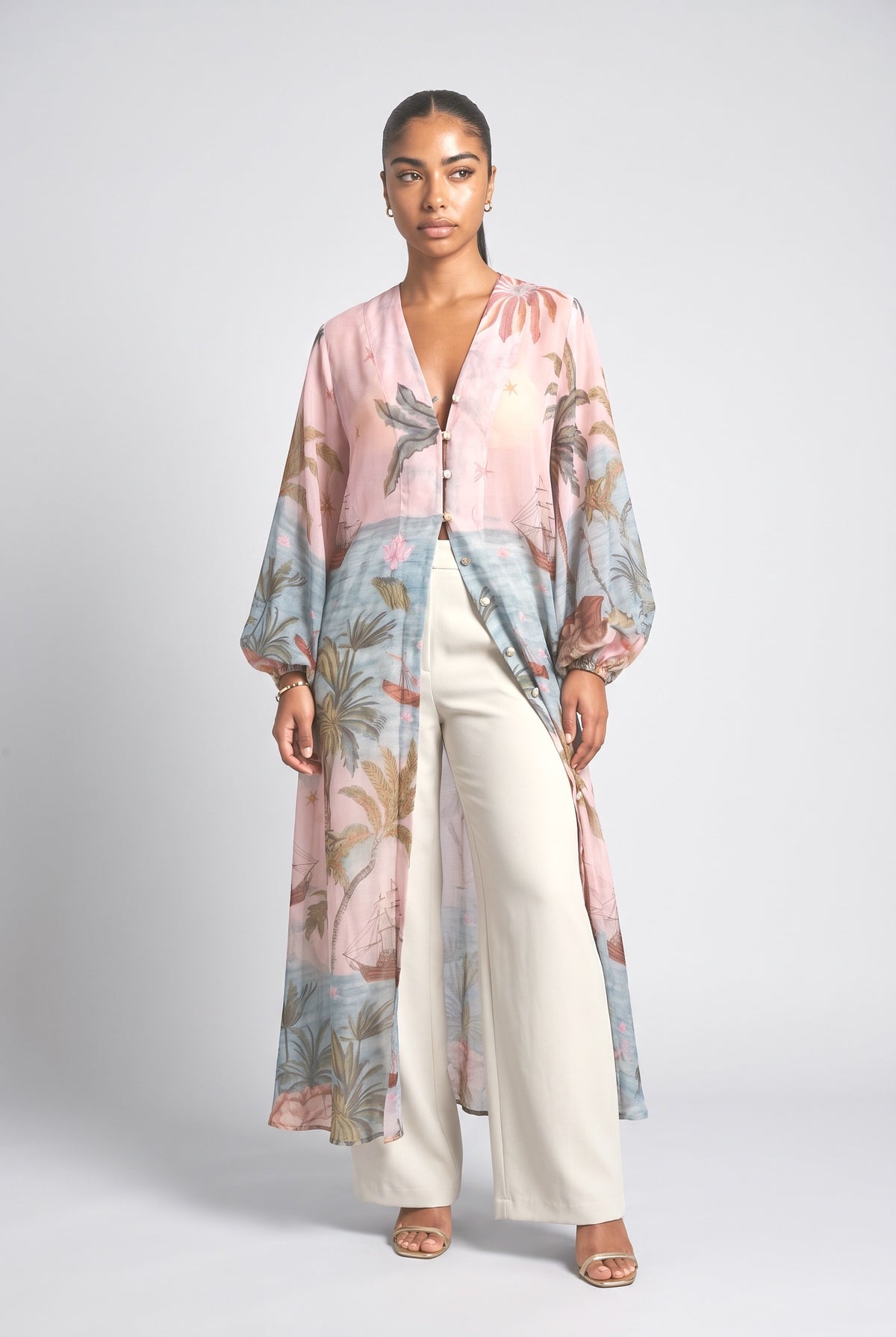 Oceanic Mirage Maxi Flow Shirt