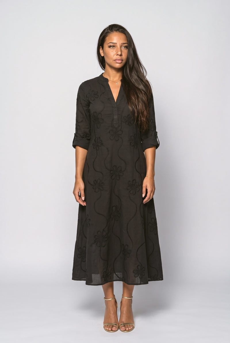 Floral A-Line Midi Dress