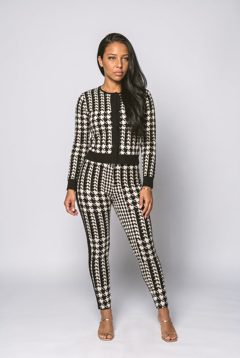 Black Houndstooth Lounge Set