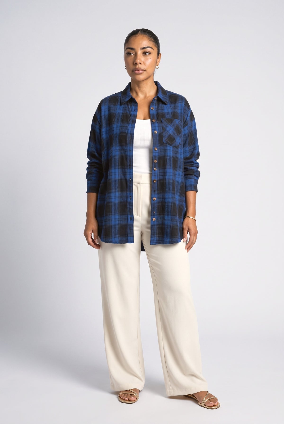 Plaid Oversized Denim Jacket
