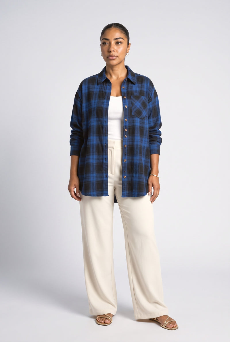Plaid Oversized Denim Jacket