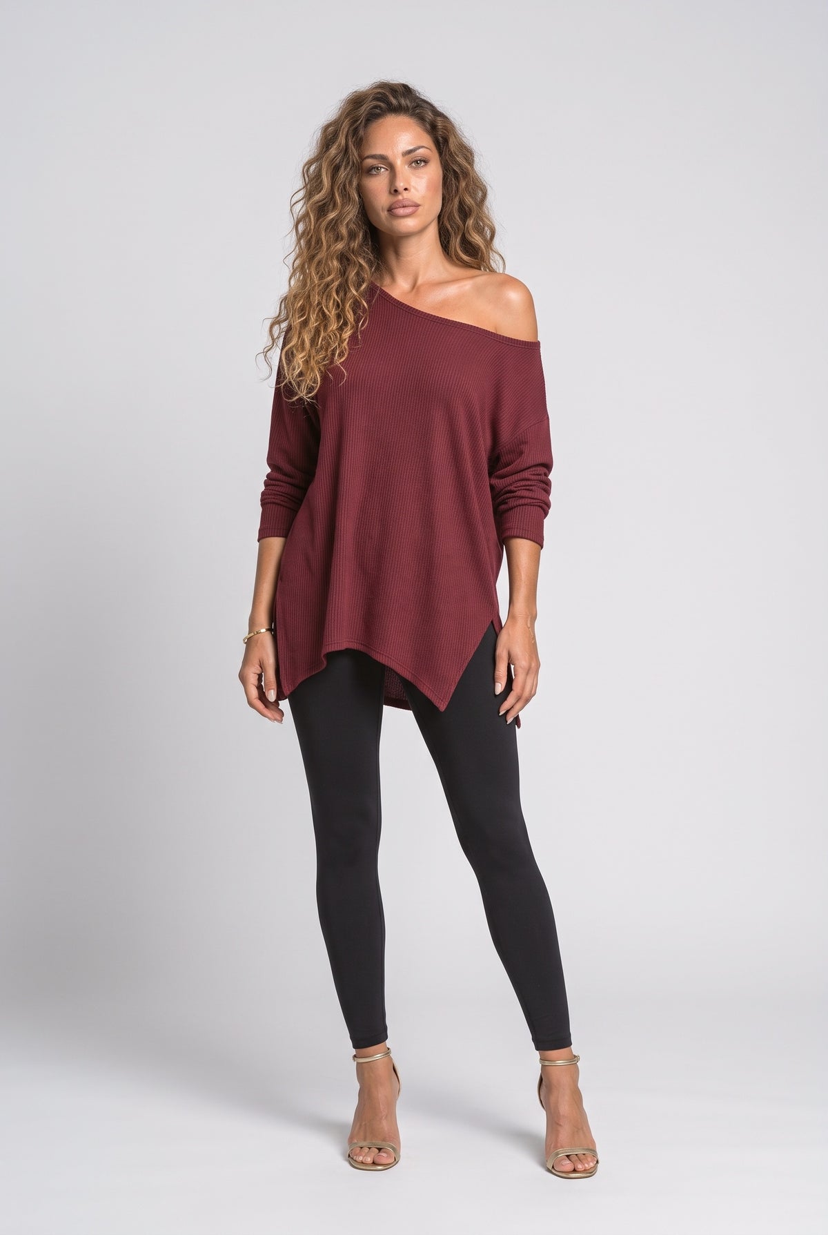 Off-Shoulder Slit Blouse