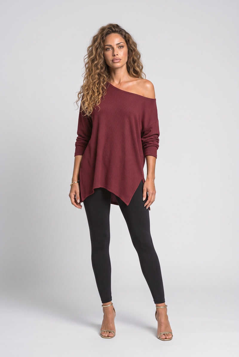 Off-Shoulder Slit Blouse