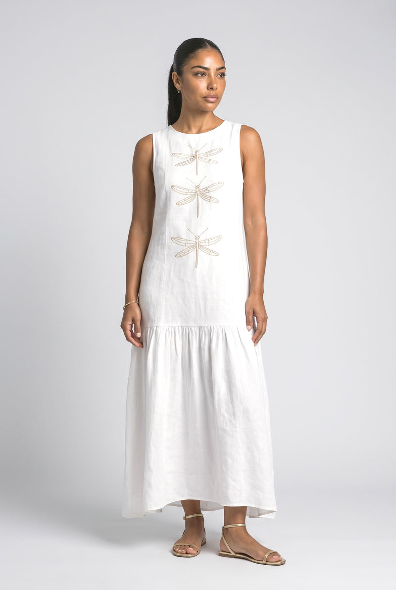 White Blush Pink Sleeveless Maxi Dress