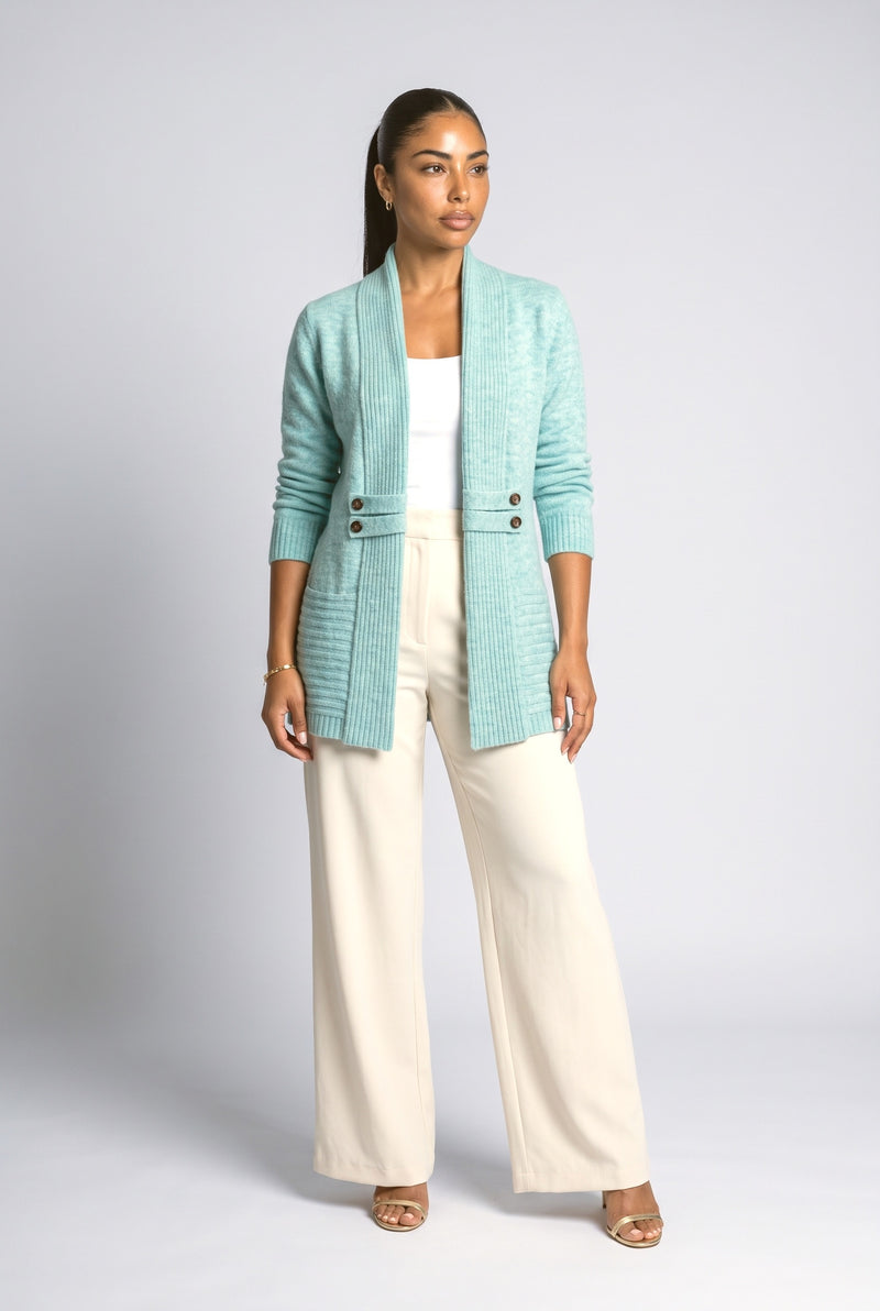 Light Green Coffee Knit Cardigan