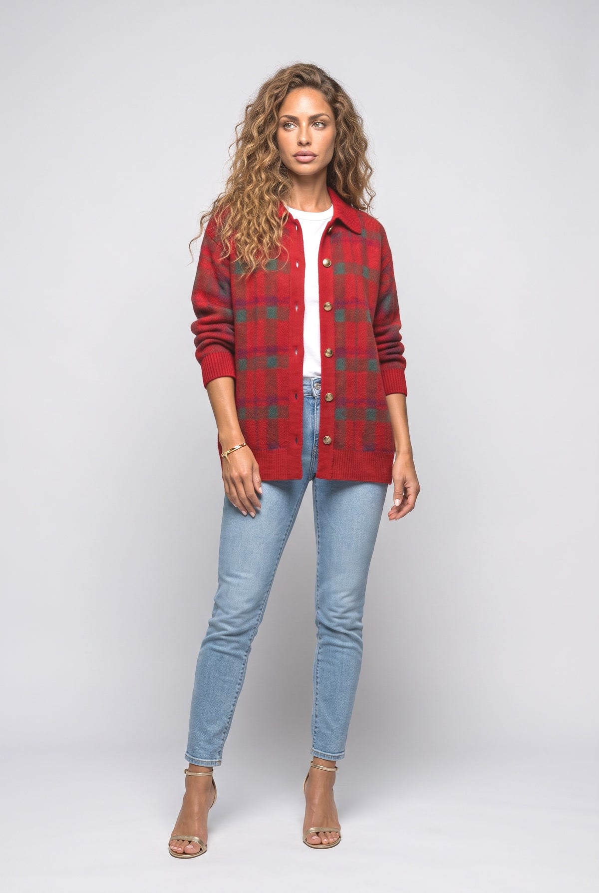 Plaid Knit Cardigan