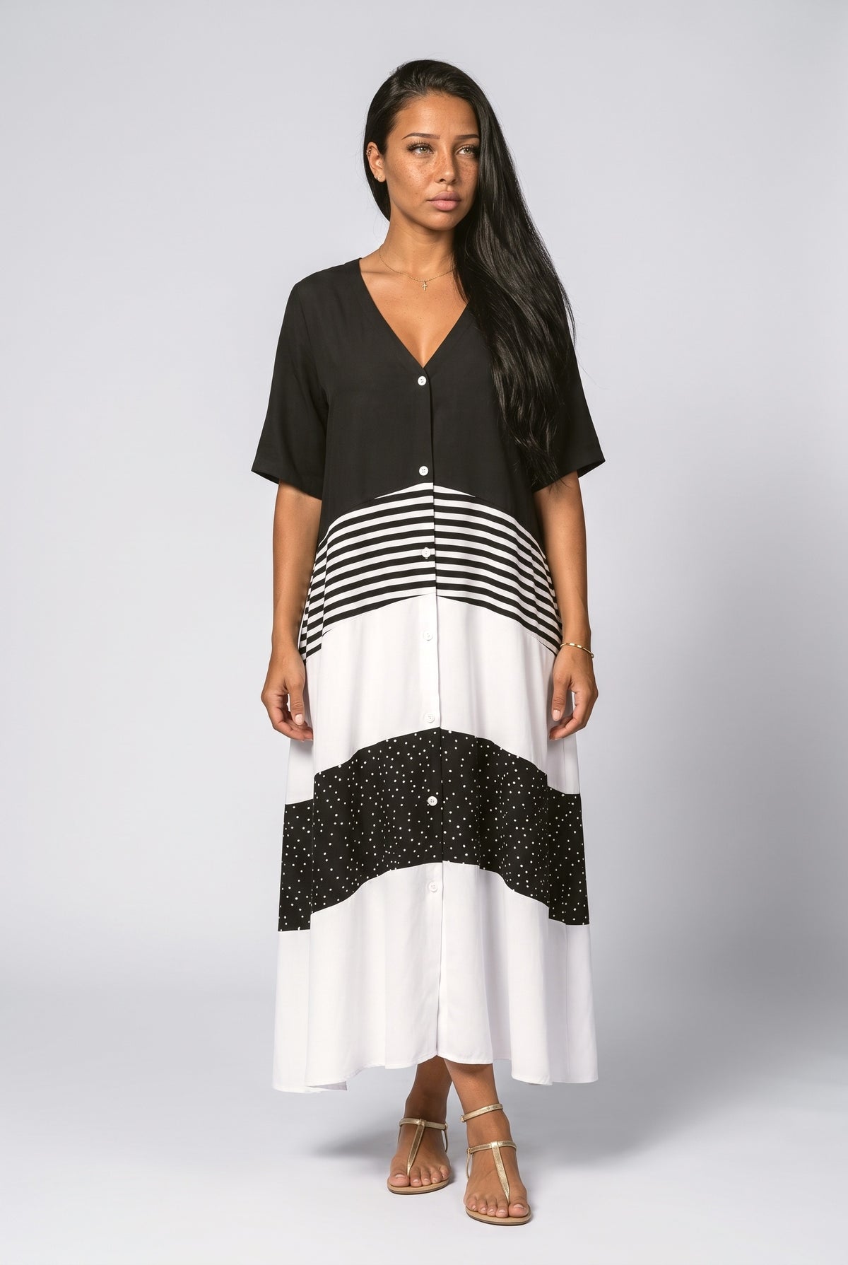 V-Neck Flowy Maxi Dress