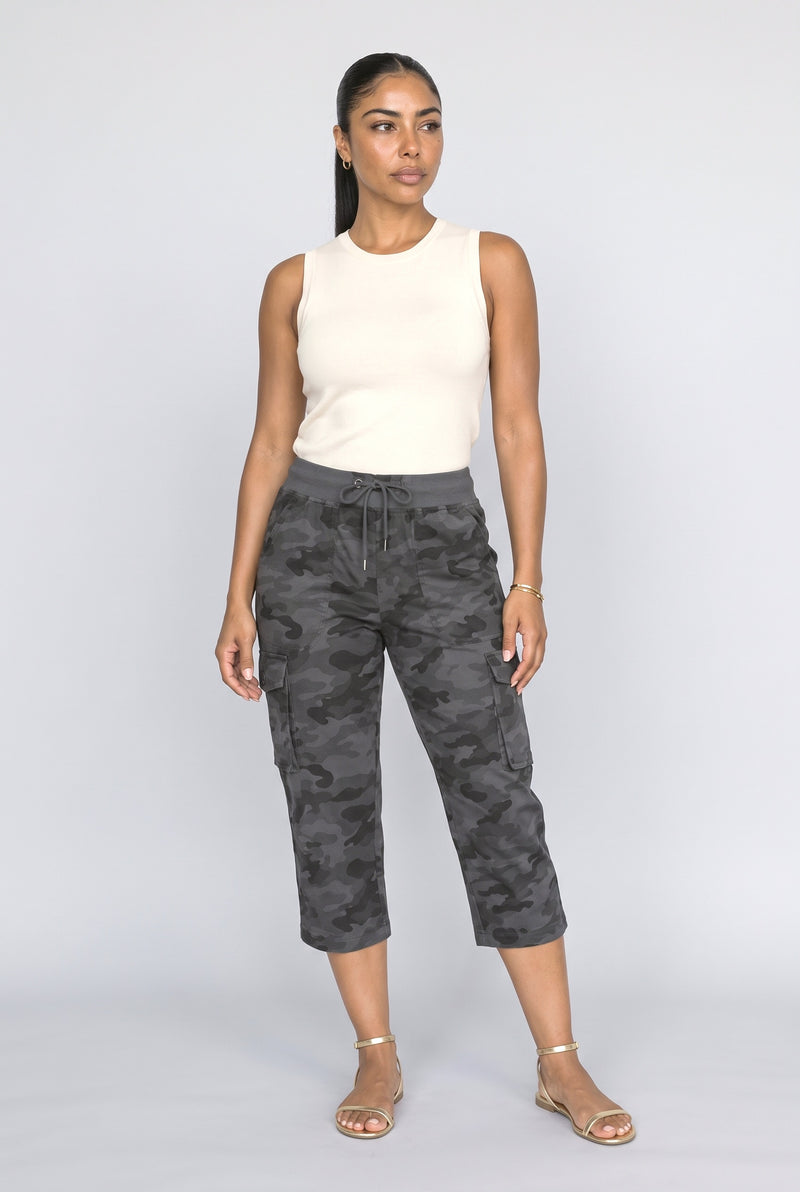 Camouflage Gray Black Wide Leg Pants