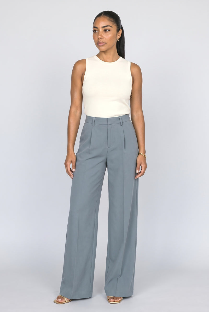 Gray Blue Wide Leg Pants