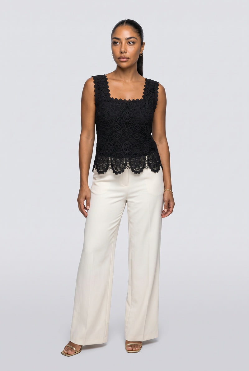 Lace Square Neck Tank Top