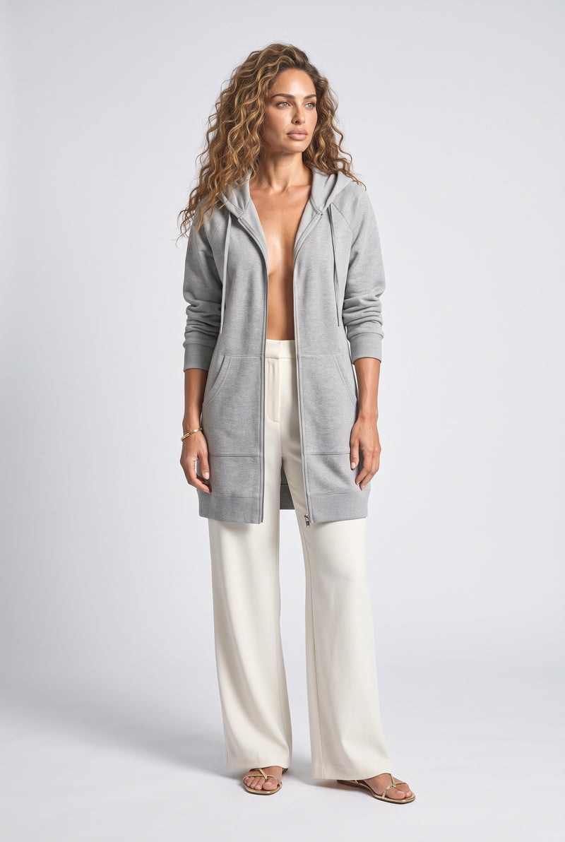 Grey White Knit Cardigan