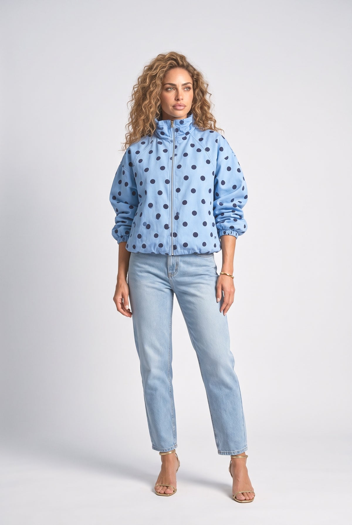 Polka Dot Denim Jacket