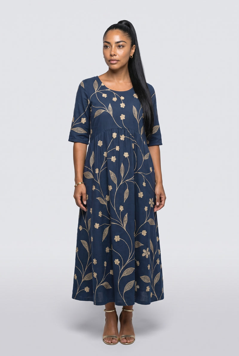 Navy Bloom Floral Maxi Dress