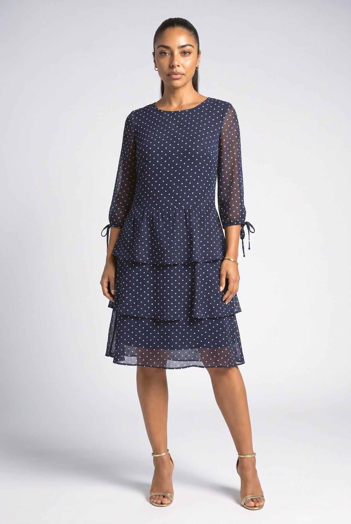 Chiffon Polka Dot Midi Dress