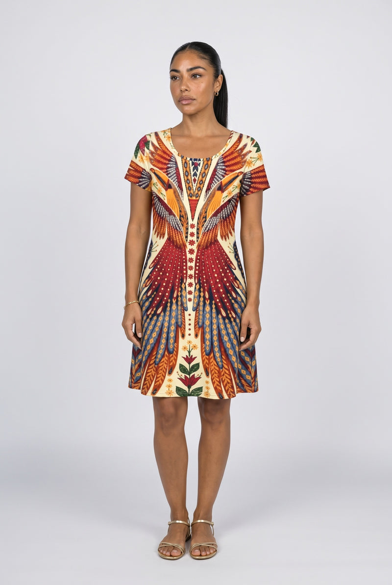 Orange Green Summer Dress