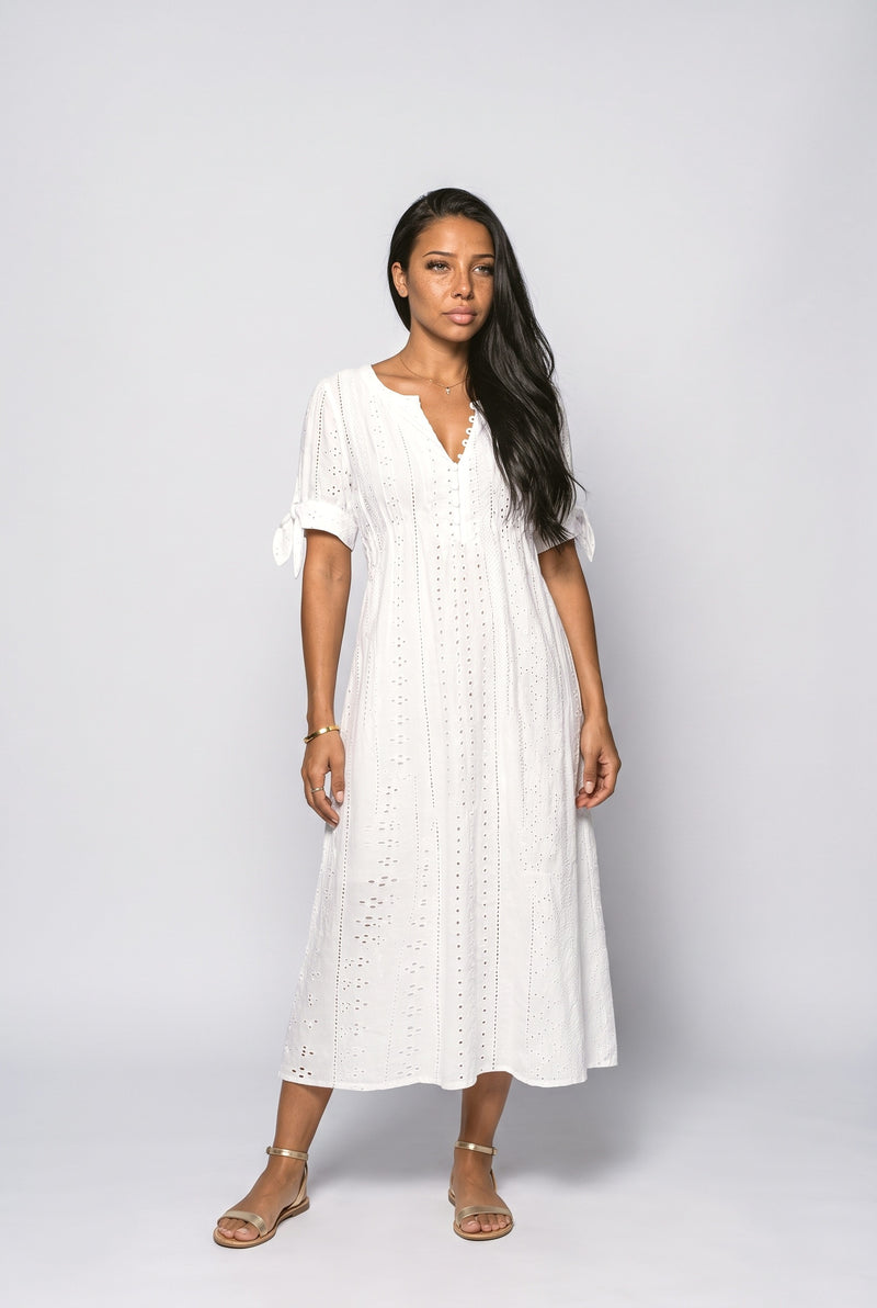 White Dusty Pink Midi Dress