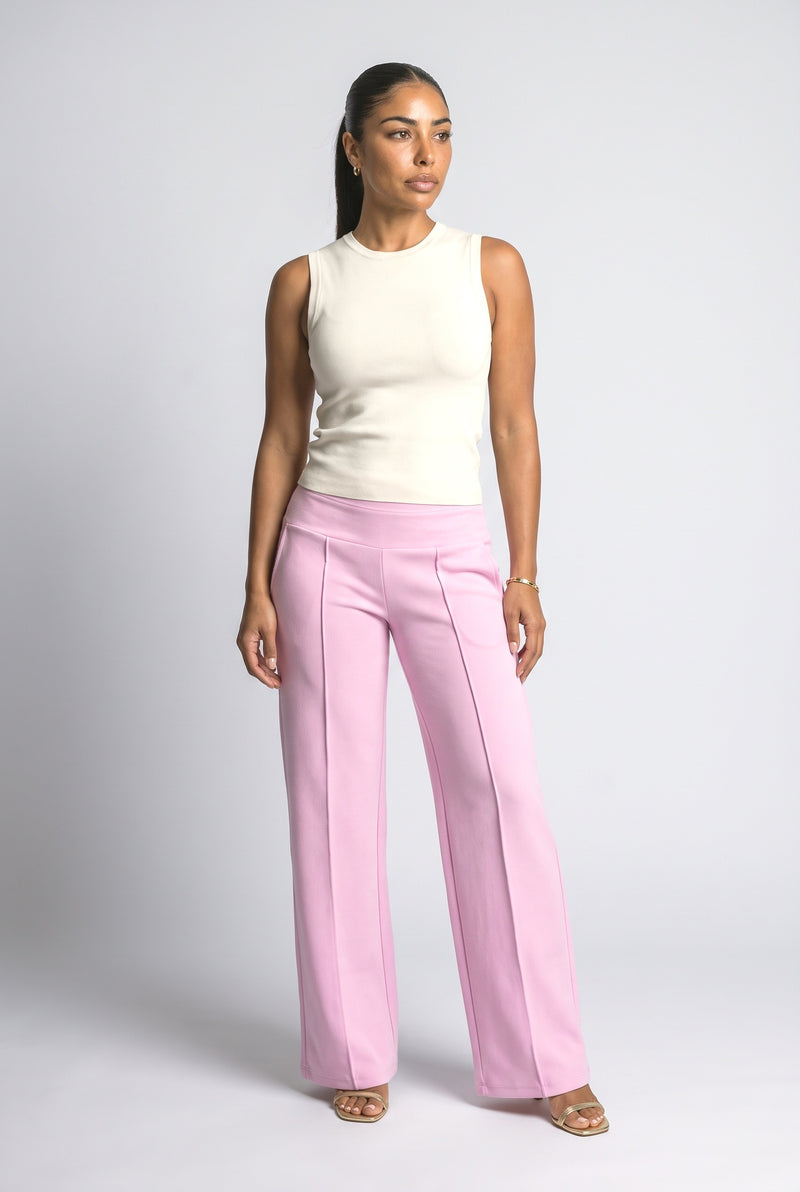 Pink Black Wide Leg Pants