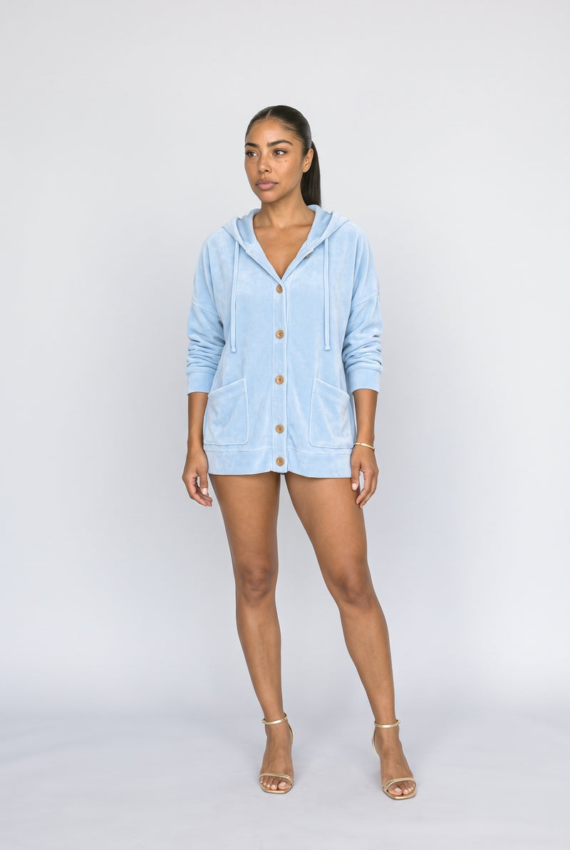 Blue White Knit Cardigan