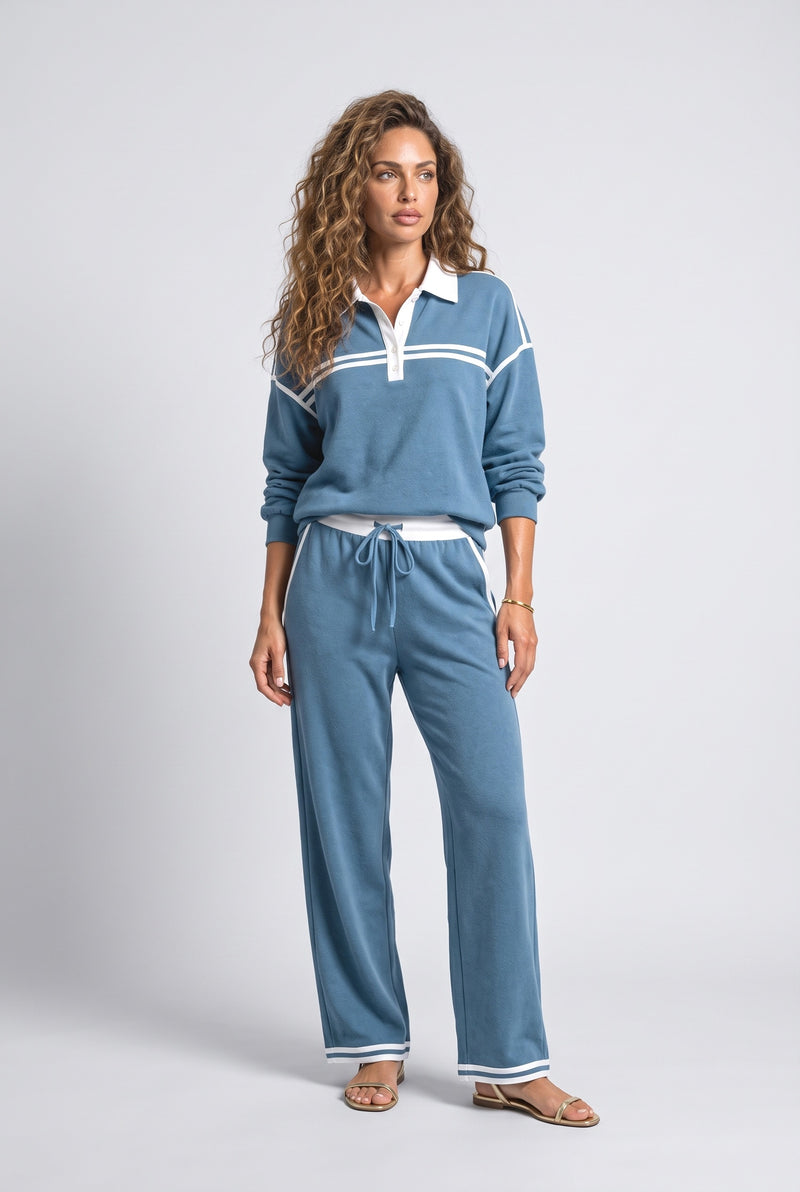 Blue Striped Two Piece Outfit