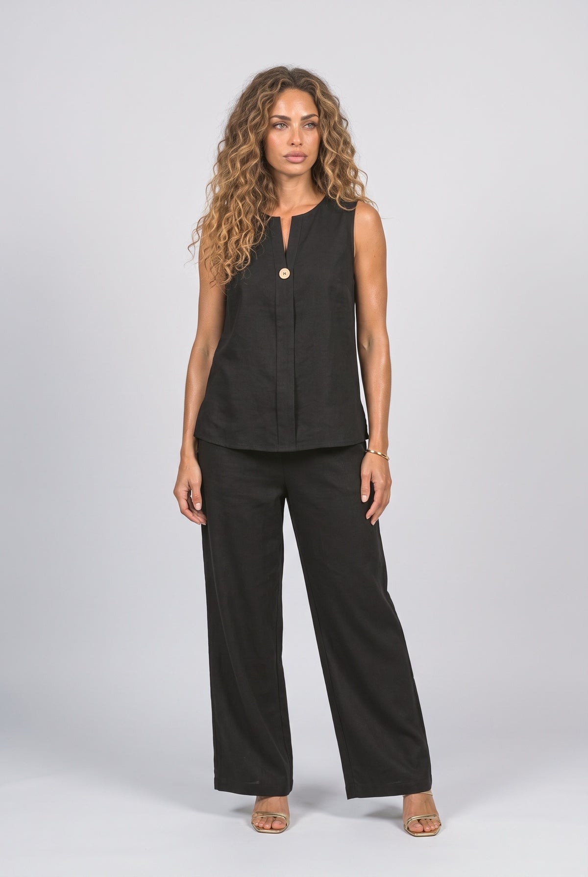 Linen Sleeveless Co Ord Set