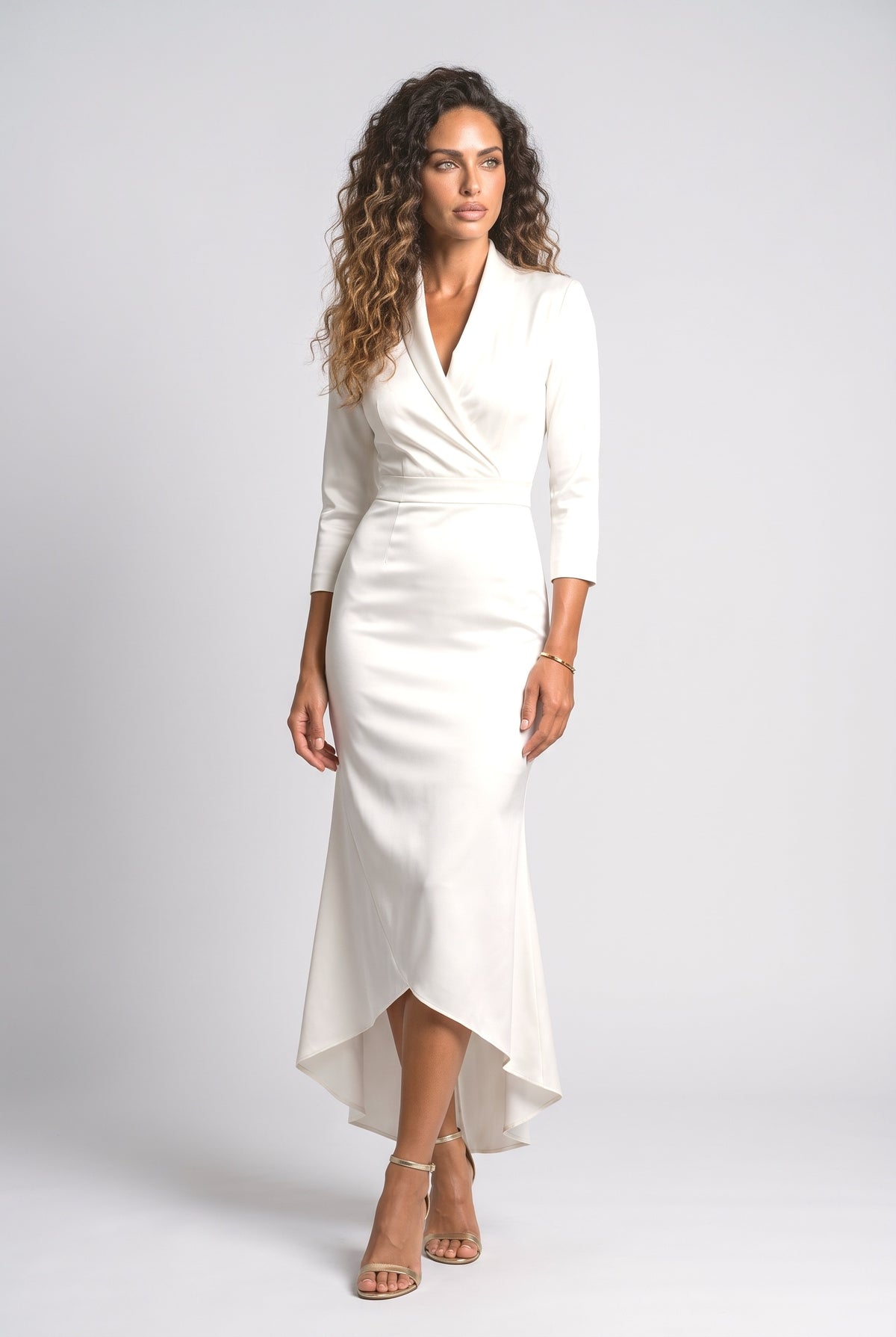 Satin Wrap Midi Dress