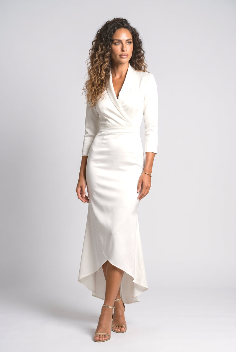 Satin Wrap Midi Dress