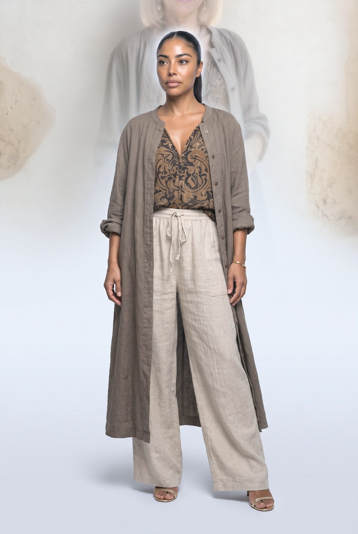 Brown Two Piece Outfit, Camel